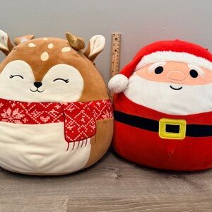 Squishmallow Reindeer and Santa